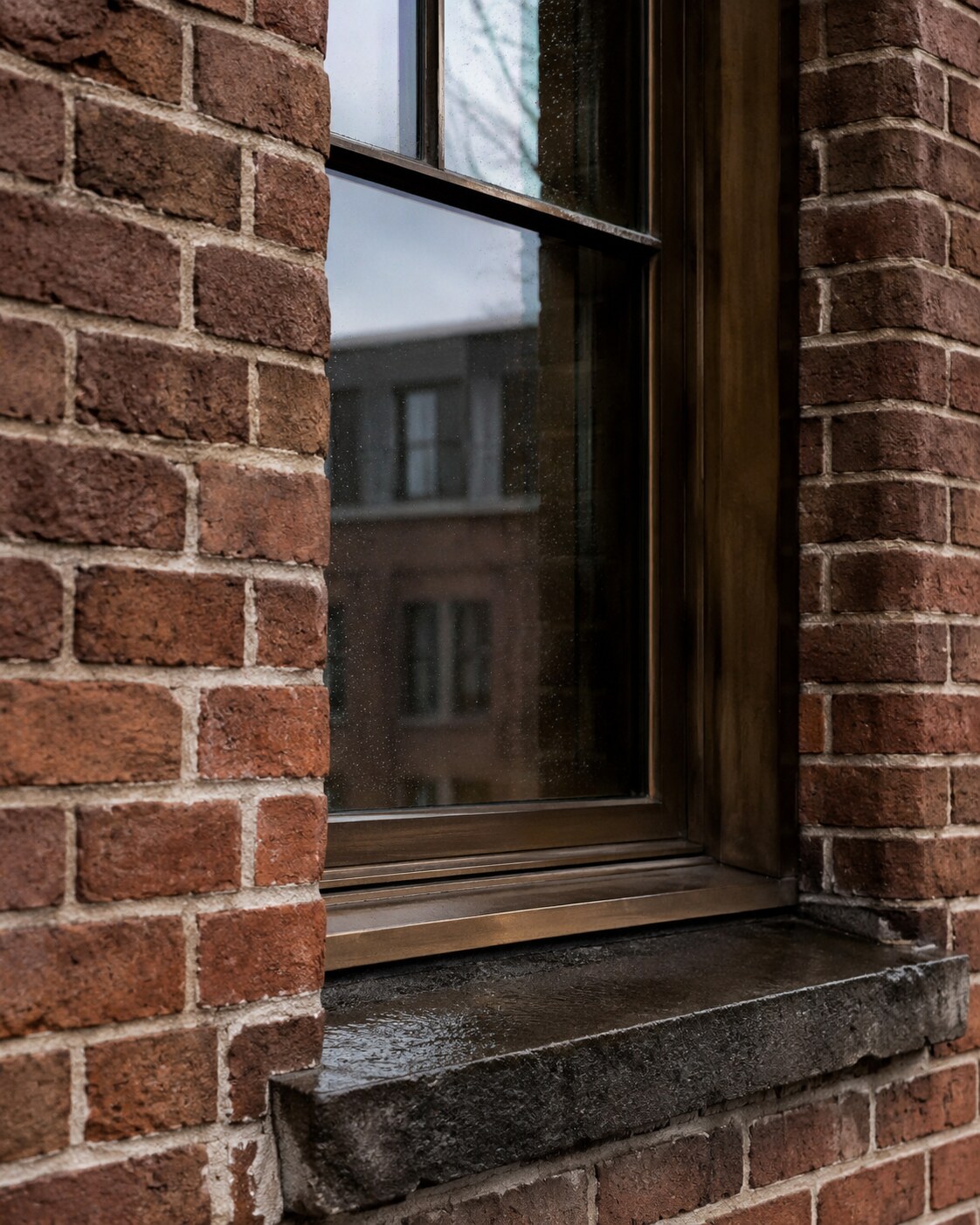 Brick and bronze window detail